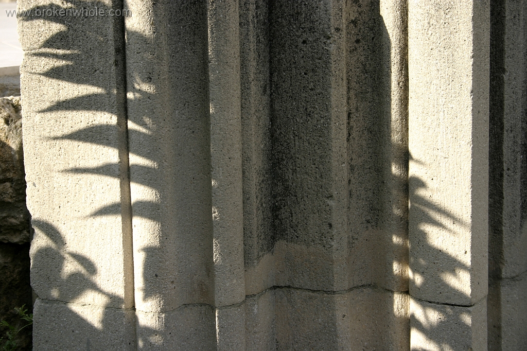 Budapest Shadow on Column of Ruined Church.jpg
